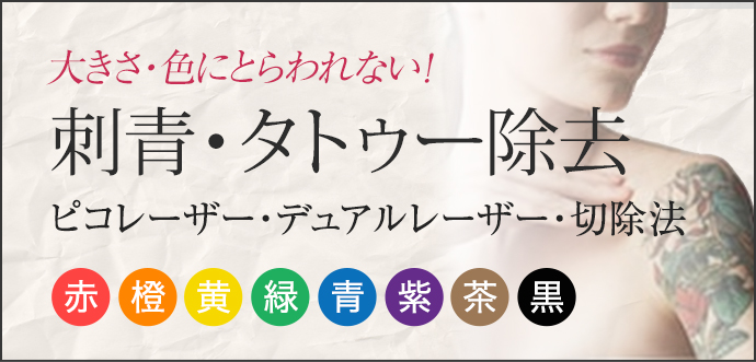 大きさ・色にとらわれない！刺青・タトゥー除去 ピコレーザー・デュアルレーザー・切除法